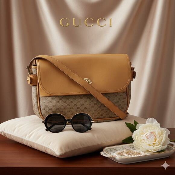 Authenticated Gucci Vintage Micro GG Canvas & Leather Crossbody - Picture 1 of 10